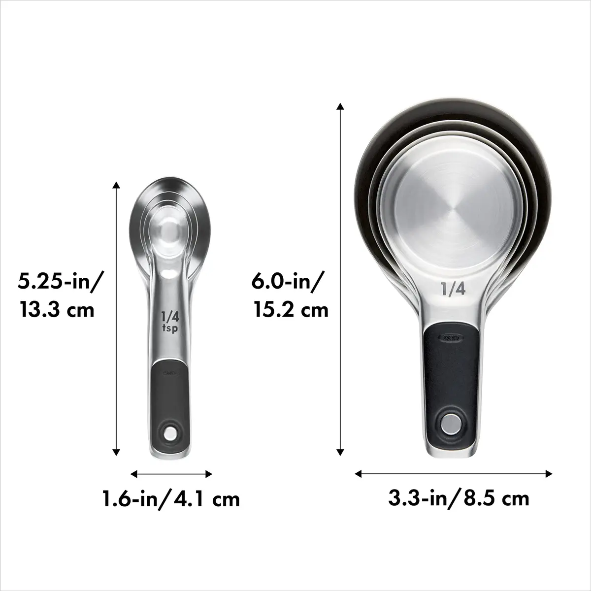 OXO Good Grips Stainless Steel Measuring Cups and Spoons Set (2-Pack, 8-Piece Each) | Magnetic Handles for Easy Storage & Leveling Accuracy - view 7