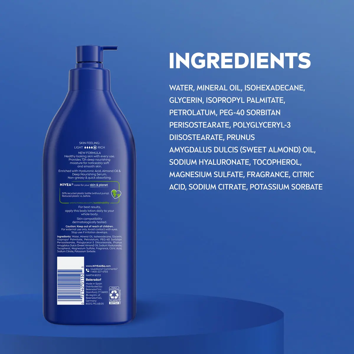 NIVEA Essentially Enriched Body Lotion for Very Dry Skin with Hyaluronic Acid, Almond Oil & Deep Nourishing Serum, 67.6 Fl Oz (Pack of 4) | 72-Hour Moisture Lock - view 9
