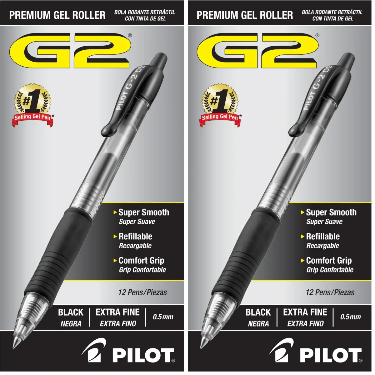 PILOT G2 Premium Gel Roller Pens, Extra Fine Point 0.5 mm, Black Ink, 24 Pens | Ideal for School, Journaling & Office Writing - main product image