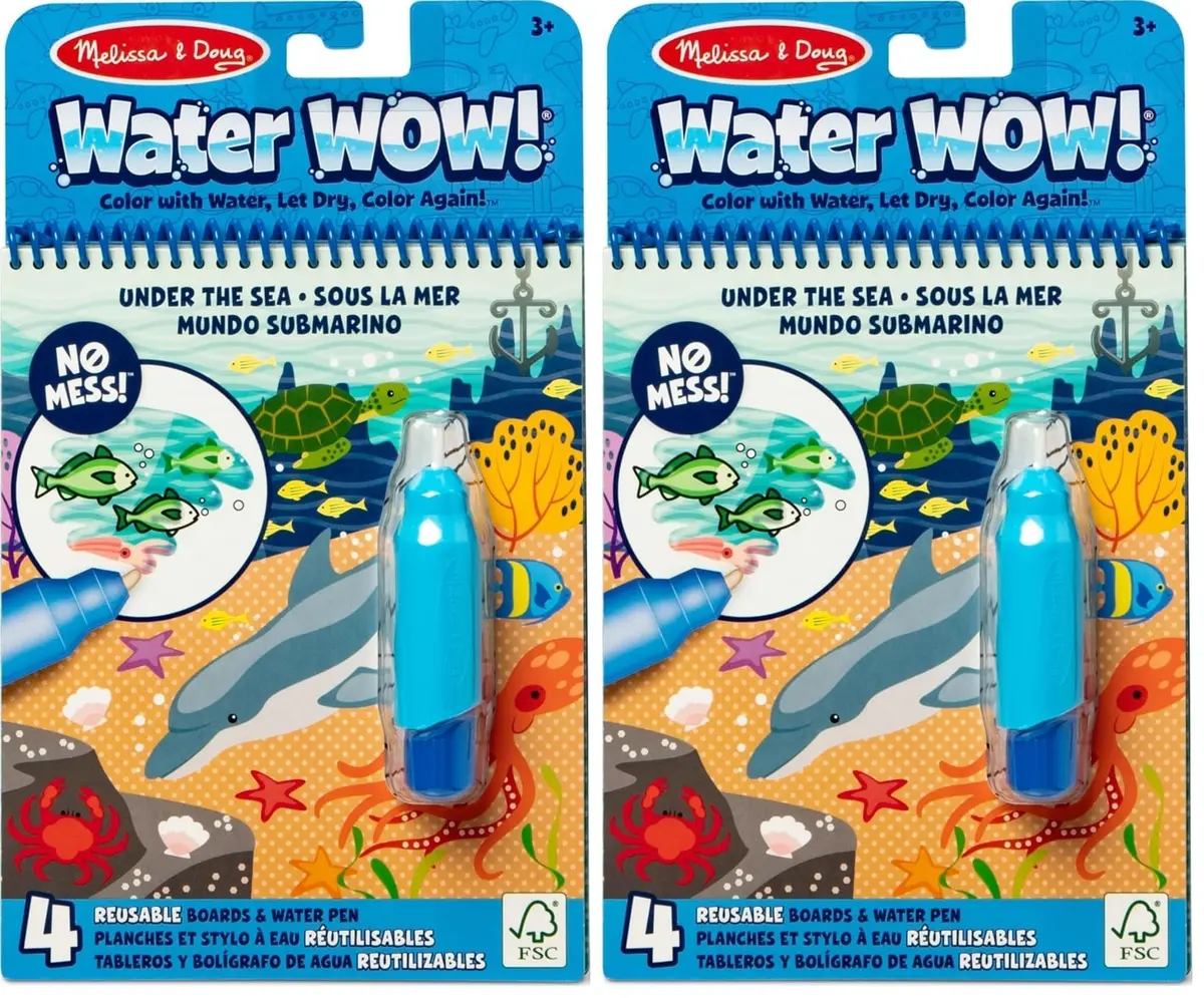 Melissa & Doug On The Go Water Wow! Under The Sea Activity Pad (Pack of 2) | Reusable Water-Reveal Coloring Fun - main product image