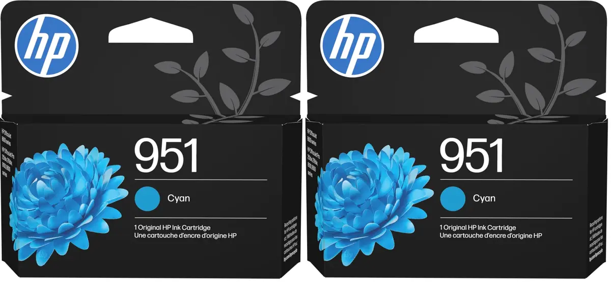 HP 951 Cyan Ink Cartridge 2 Pack | Fade-Resistant Documents & Brilliant Images - main product image