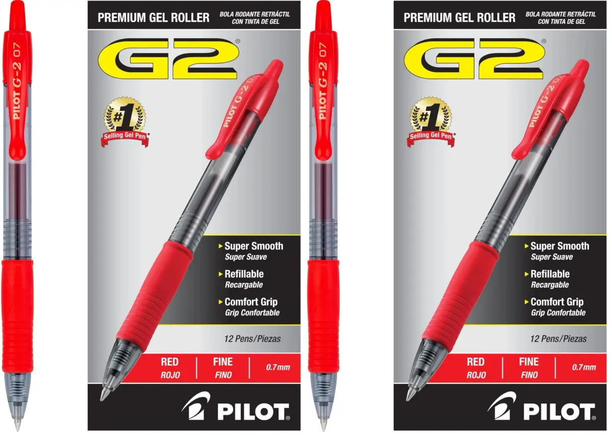 PILOT G2 Premium Retractable Gel Pens, Red Ink, Fine Point 0.7mm, 24 Count (Pack of 2) | Longest-Lasting Gel Ink Pen - main product image