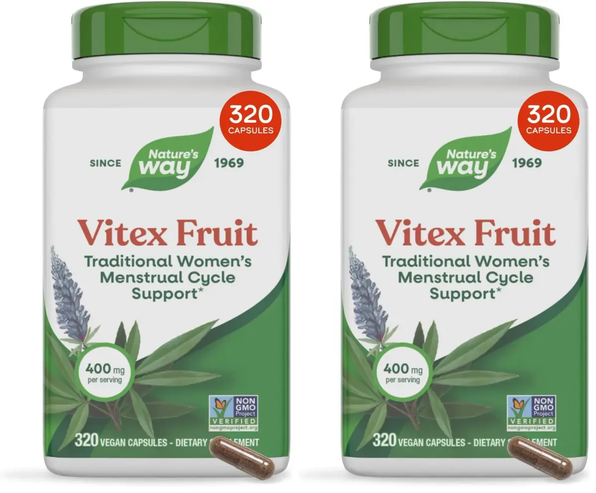 Nature's Way Vitex Fruit Capsules | 640 Count (320 Capsules x 2) Vegan Herbal Supplement - main product image