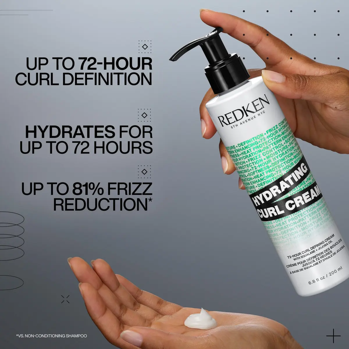 Redken Hydrating Curl Cream for Curly & Coily Hair, 400ml (13.6 Fl Oz) | 72-Hour Definition & Frizz Control - view 2