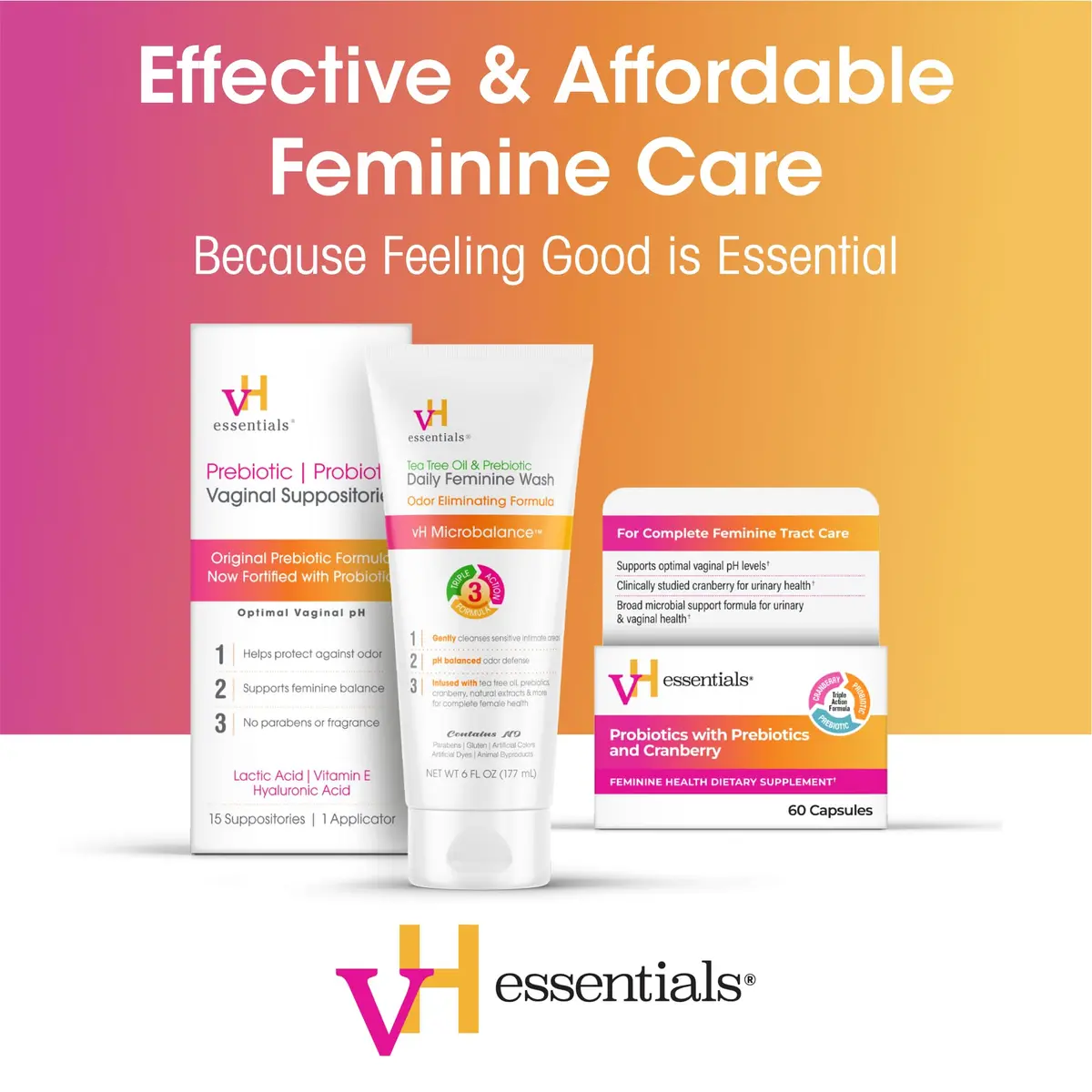 vH essentials Daily Feminine Wash 20 Fl Oz (600ml) | pH Balancing with Tea Tree Oil & Prebiotics - view 5