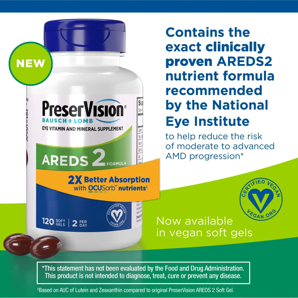 PreserVision AREDS 2 Vegan Soft Gels Eye Vitamin & Mineral Supplement 240 Count (Pack of 2) | Clinically Proven Eye Health Formula - view 2