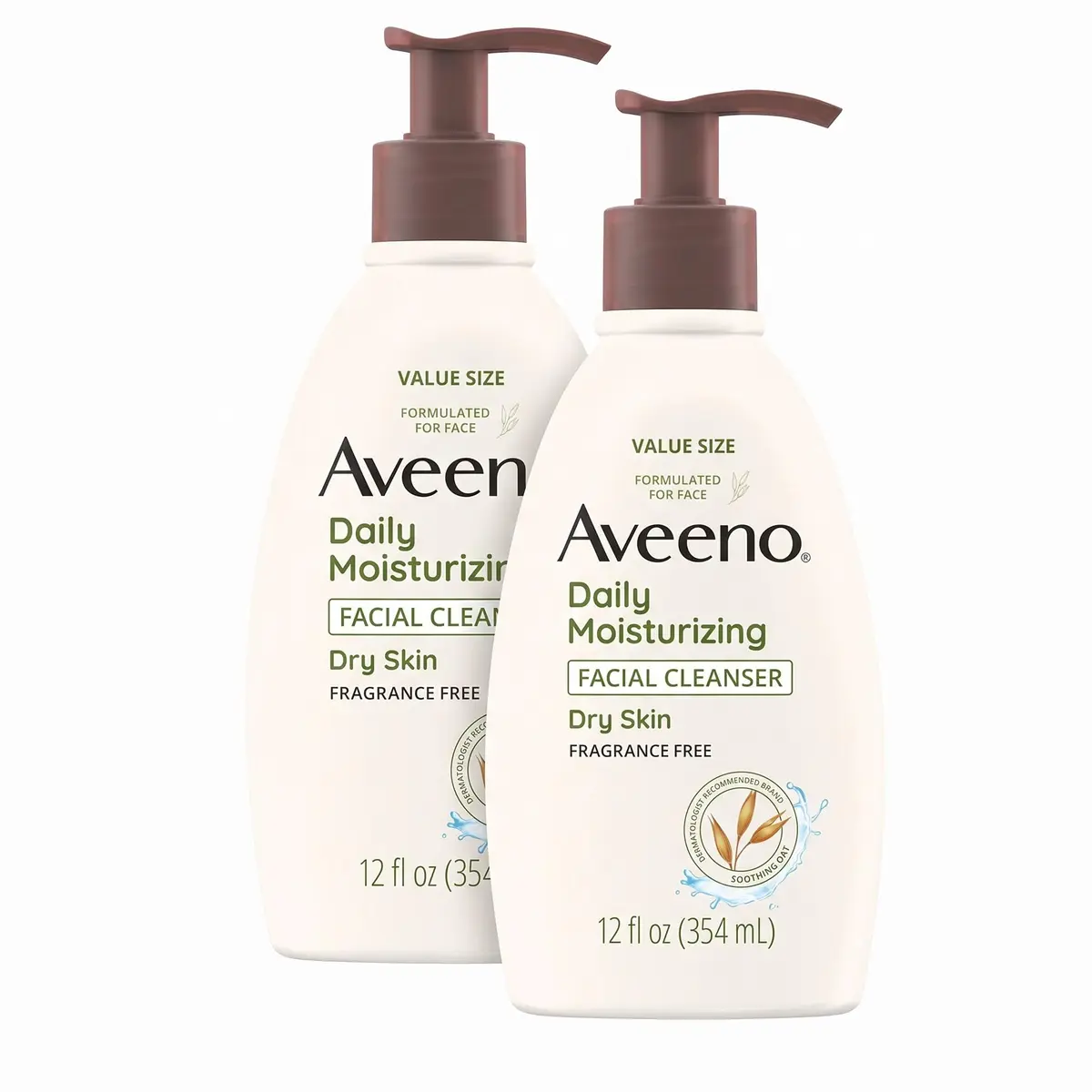 Aveeno Daily Moisturizing Facial Cleanser for Dry Skin | Gentle Hydrating Oat Formula (12 Fl Oz) | Fragrance-Free - main product image
