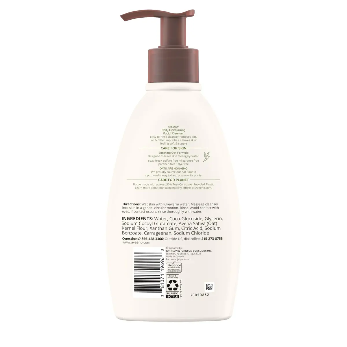 Aveeno Daily Moisturizing Facial Cleanser for Dry Skin | Gentle Hydrating Oat Formula (12 Fl Oz) | Fragrance-Free - view 8