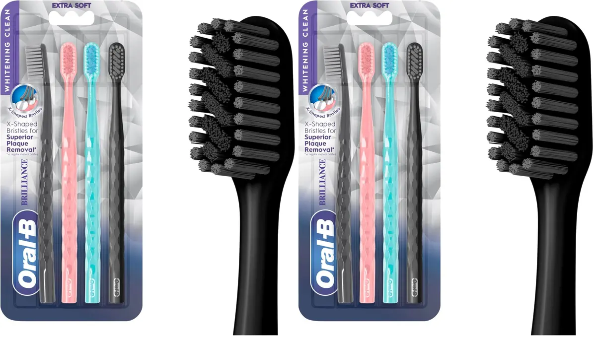 Oral-B 3D White Brilliance Toothbrushes Extra Soft Pack of 8 | Tough on Plaque, Gentle on Gums, Whitening - main product image