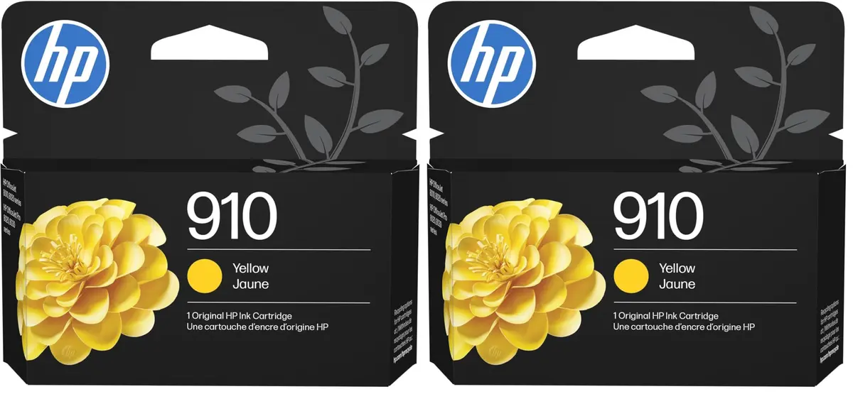 HP 910 Yellow Ink Cartridge 2 Pack | Fade-Resistant Documents & Brilliant Images - main product image