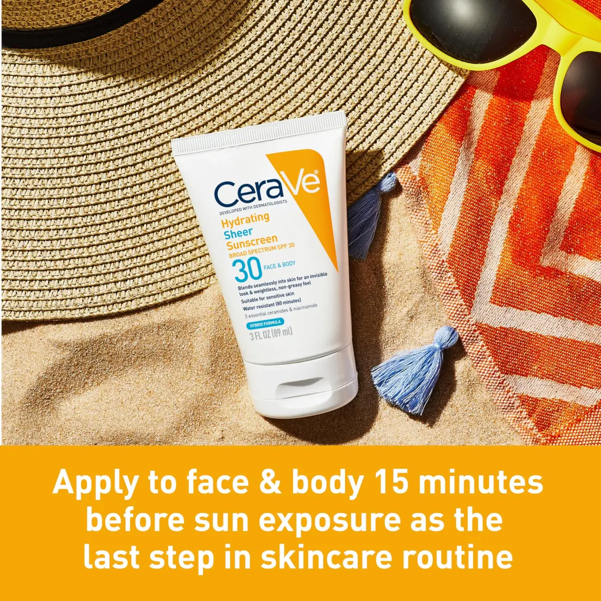 CeraVe Hydrating Sheer Sunscreen SPF 30, 10 Fl Oz (Pack of 2) | Mineral & Chemical Hybrid with Hyaluronic Acid & Ceramides - view 2