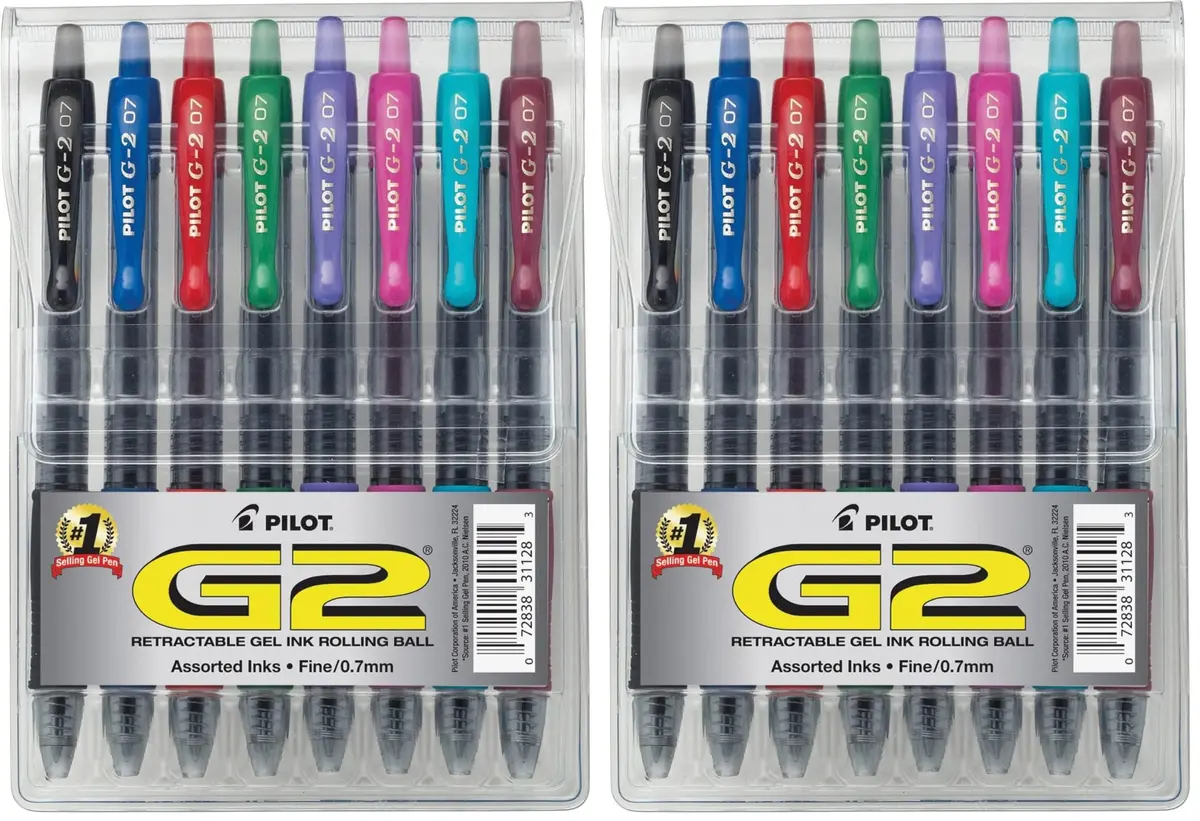 PILOT G2 Premium Gel Pens, Fine Point 0.7mm Assorted Colors 8-Count (Pack of 2) | Smooth Writing Gel Ink Rollerball Pens - main product image