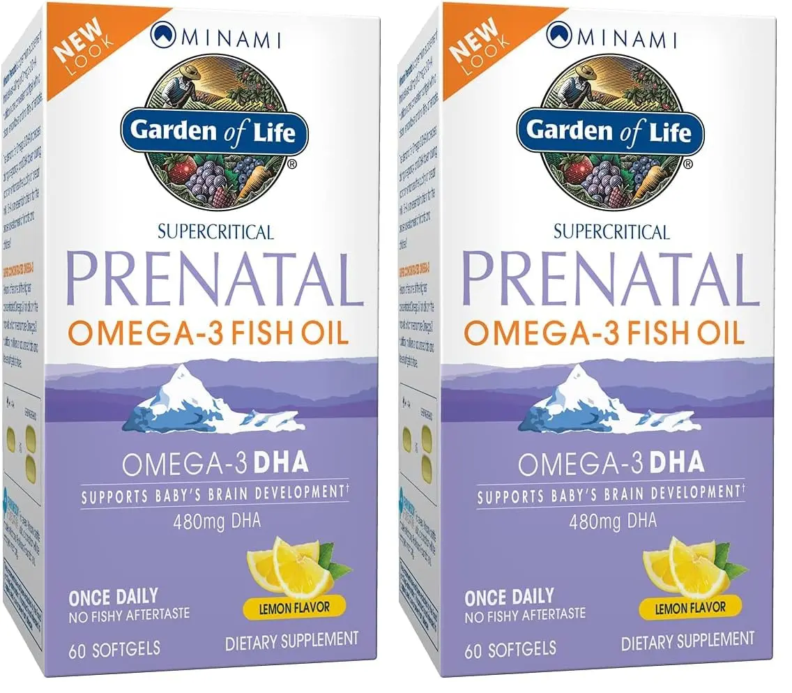 Garden of Life Prenatal DHA Omega 3 Fish Oil Supplement - Lemon, 120 Softgels (Pack of 2) | Supports Baby's Brain Development & Maternal Health - main product image