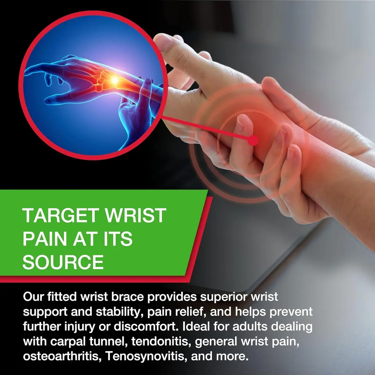 MUELLER Green Fitted Wrist Brace,Left,LG/XL (Pack of 2) | Support for Carpal Tunnel & Arthritis - view 3