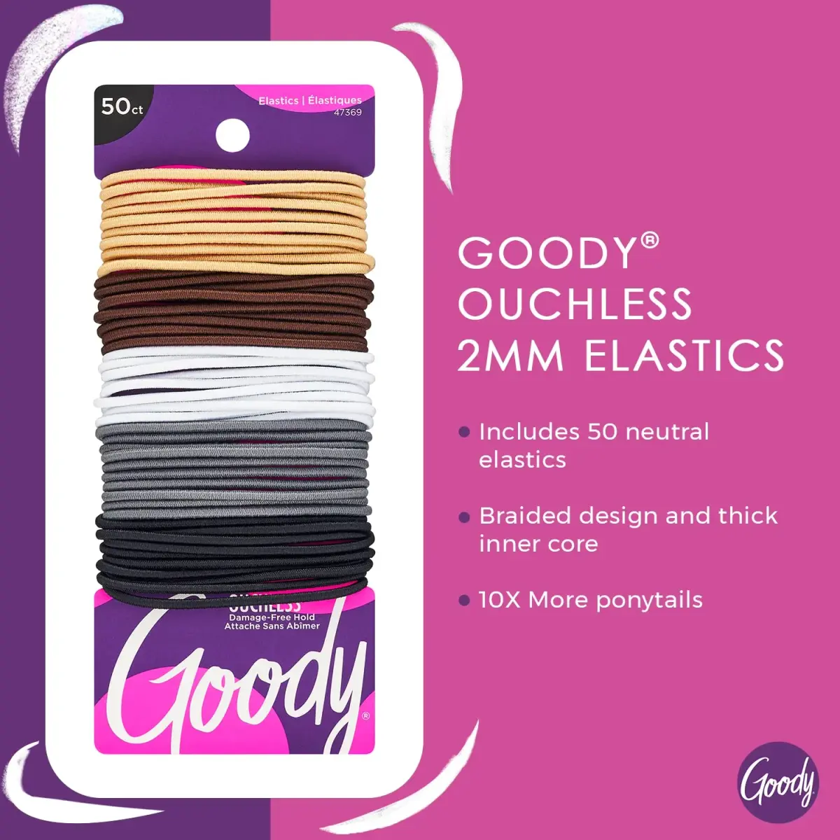 Goody Ouchless Elastic Hair Ties (100 Count, Assorted Neutrals) | Pain-Free Hair Accessories for Fine to Medium Hair - view 2