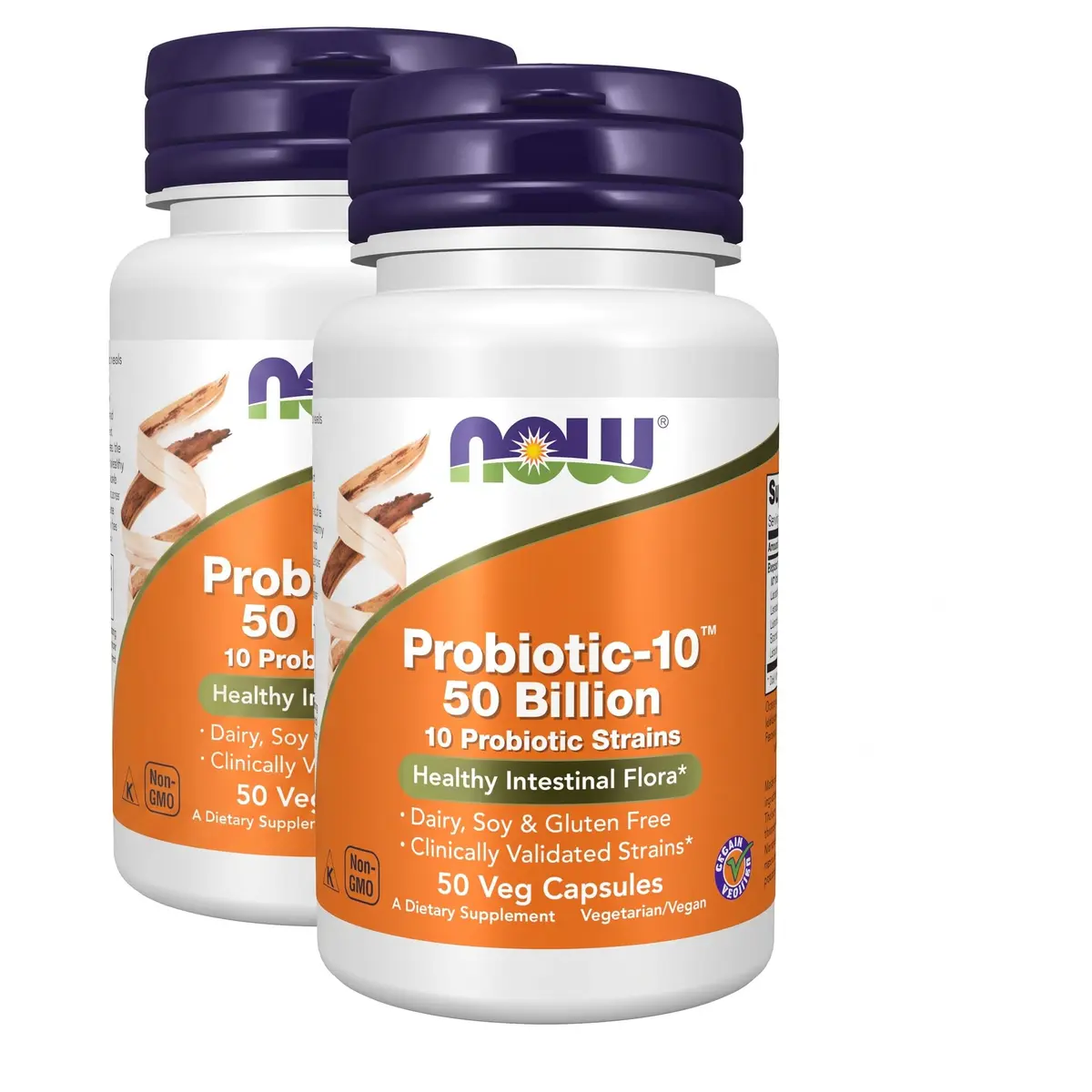 NOW Foods Supplements,Probiotic-10™,50 Billion,with 10 Probiotic Strains,Strain Verified,50 Veg Capsules (Pack of 2) | Supports Digestive & Immune Health - main product image