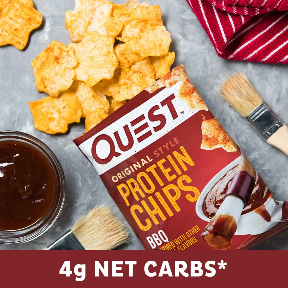 Quest Nutrition BBQ Protein Chips 19g Protein, 4g Net Carb, Gluten Free, 1.1 oz (Pack of 24) | Baked Protein Snack - view 3
