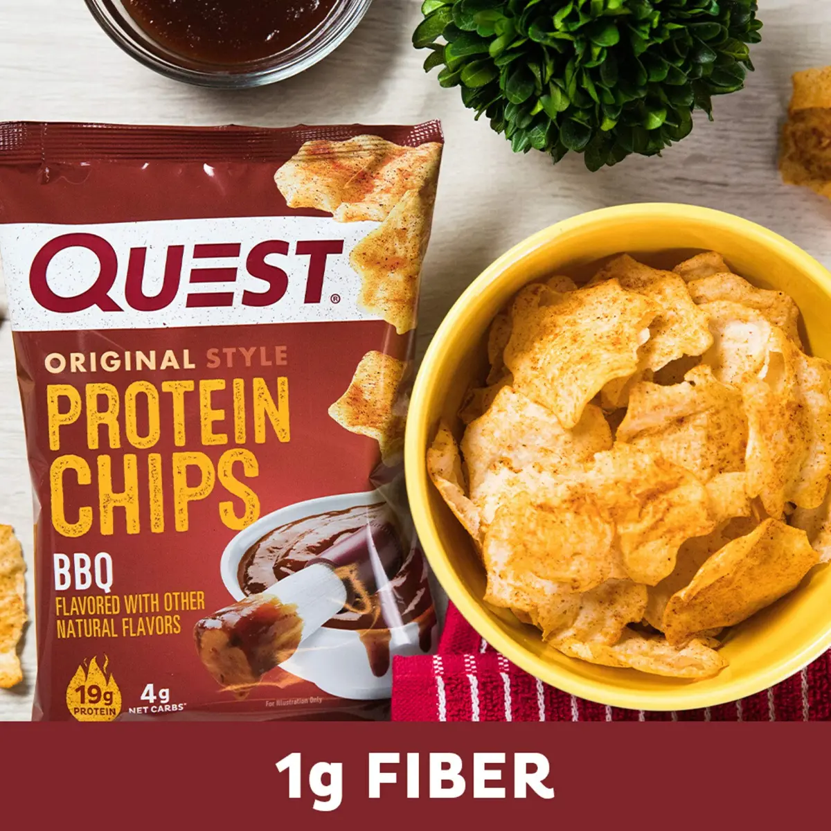 Quest Nutrition BBQ Protein Chips 19g Protein, 4g Net Carb, Gluten Free, 1.1 oz (Pack of 24) | Baked Protein Snack - view 4