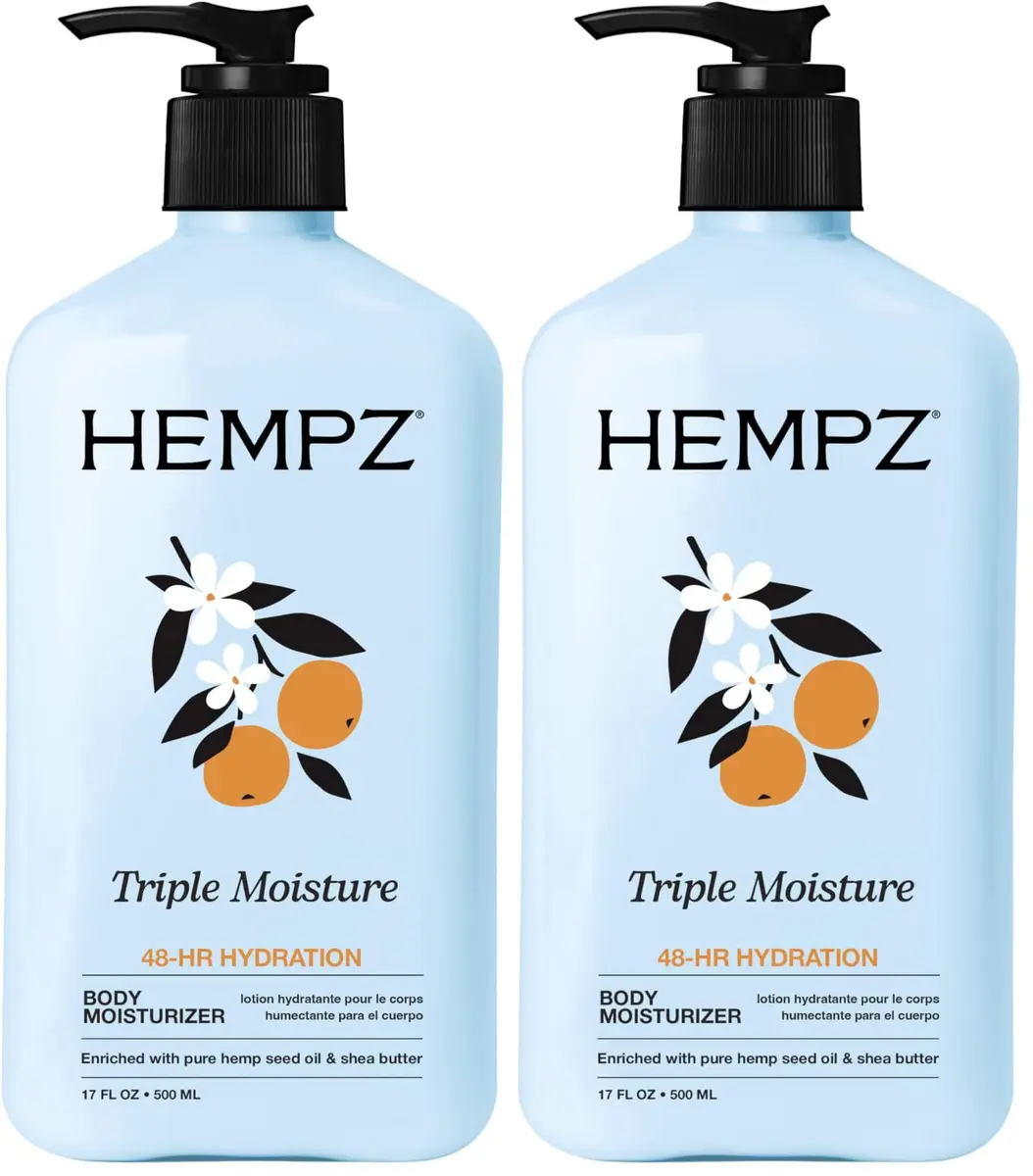 Hempz Triple Moisture Body Moisturizer with Vitamin C & Hemp Seed Oil, 1 L (34 Fl Oz) | Pack of 2 - main product image