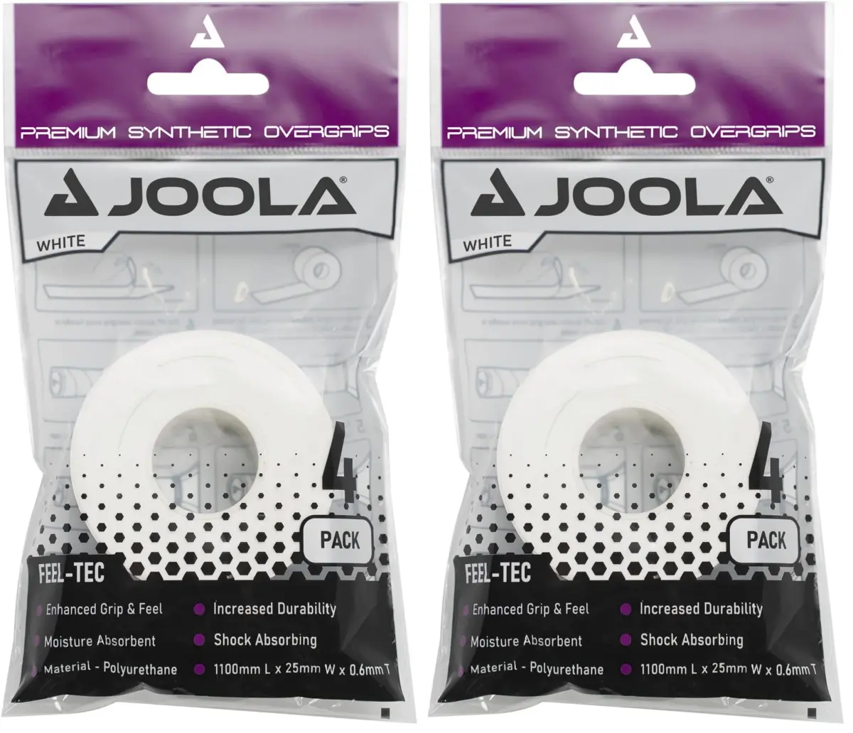 JOOLA White 4 Count (Pack of 2) Pickleball Overgrips | Tacky Feel & Moisture Absorbent for Enhanced Control - main product image