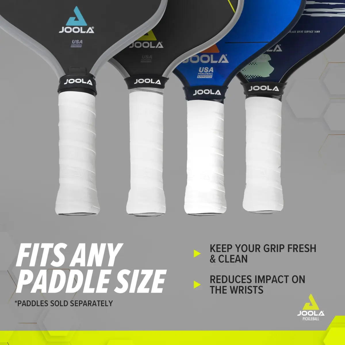 JOOLA White 4 Count (Pack of 2) Pickleball Overgrips | Tacky Feel & Moisture Absorbent for Enhanced Control - view 3