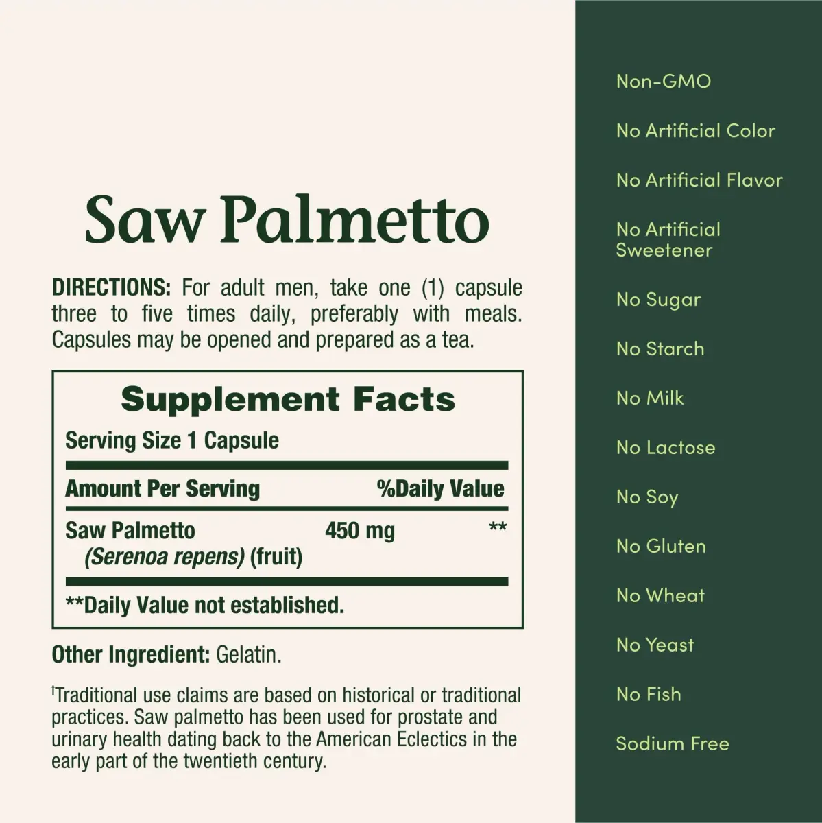 Nature's Bounty Saw Palmetto Capsule Herbal Supplement 450 mg (200 Count) | Supports Prostate & Urinary Health - view 6