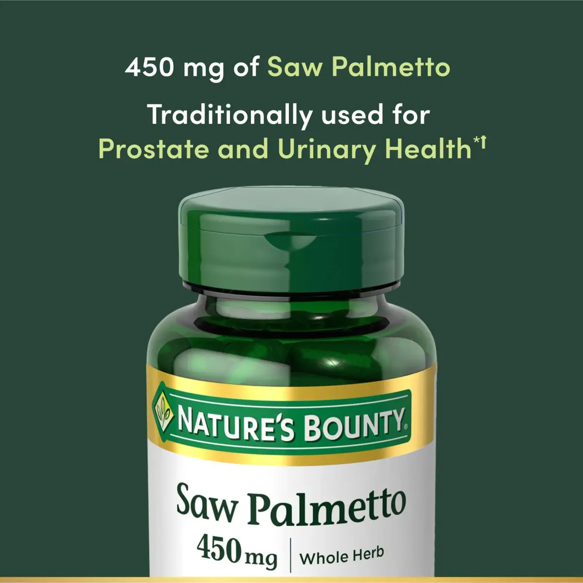 Nature's Bounty Saw Palmetto Capsule Herbal Supplement 450 mg (200 Count) | Supports Prostate & Urinary Health - view 4