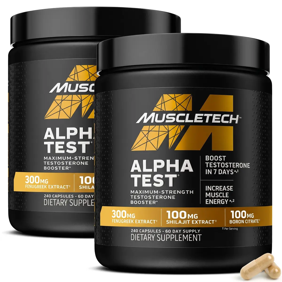 MuscleTech Testosterone Booster for Men, 240 Capsules | Supports Muscle Growth & Energy - main product image