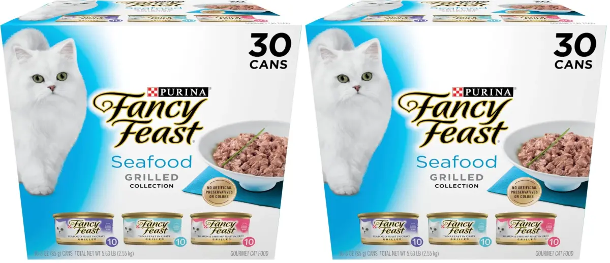 Fancy Feast Grilled Seafood Feast Collection Wet Cat Food 3 oz Cans (Pack of 60) | Complete Nutrition for Adult Cats - main product image