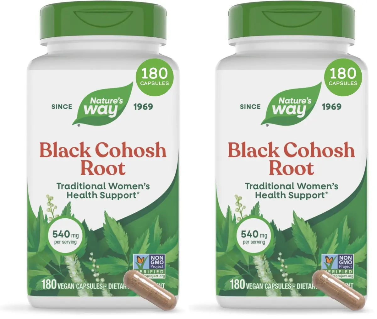 Nature's Way Black Cohosh Root Herbal Supplement 360 Capsules (180 Count x 2) | Traditional Women's Health Support - main product image