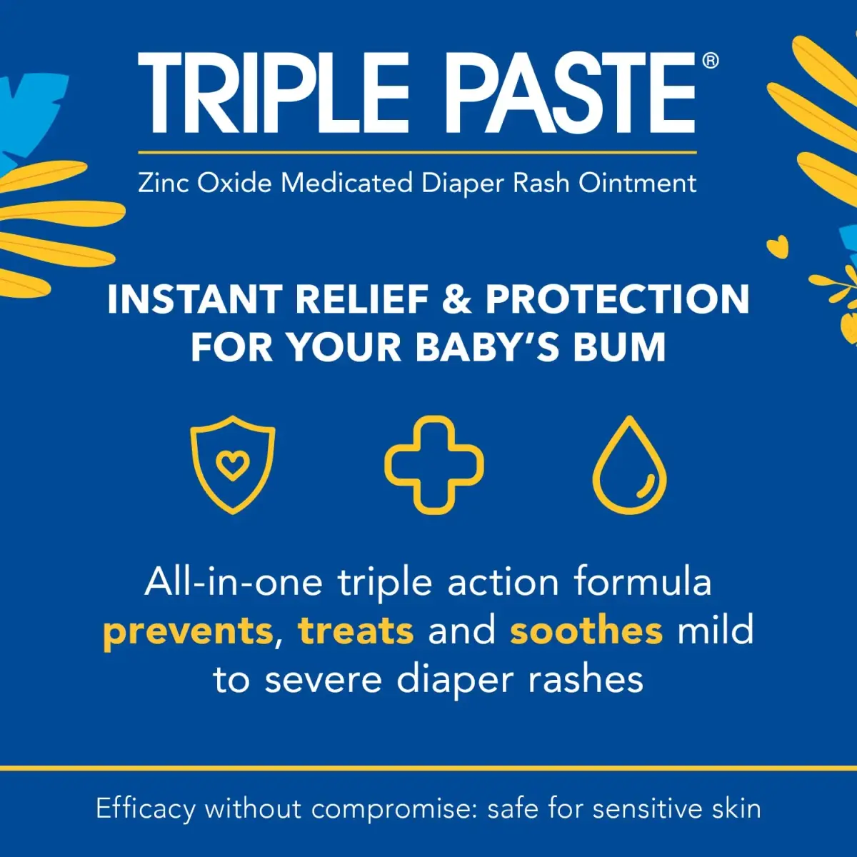 Triple Paste Diaper Rash Cream 3 Oz (Pack of 4) | Pediatrician-Recommended Zinc Oxide Ointment for Sensitive Skin - view 2