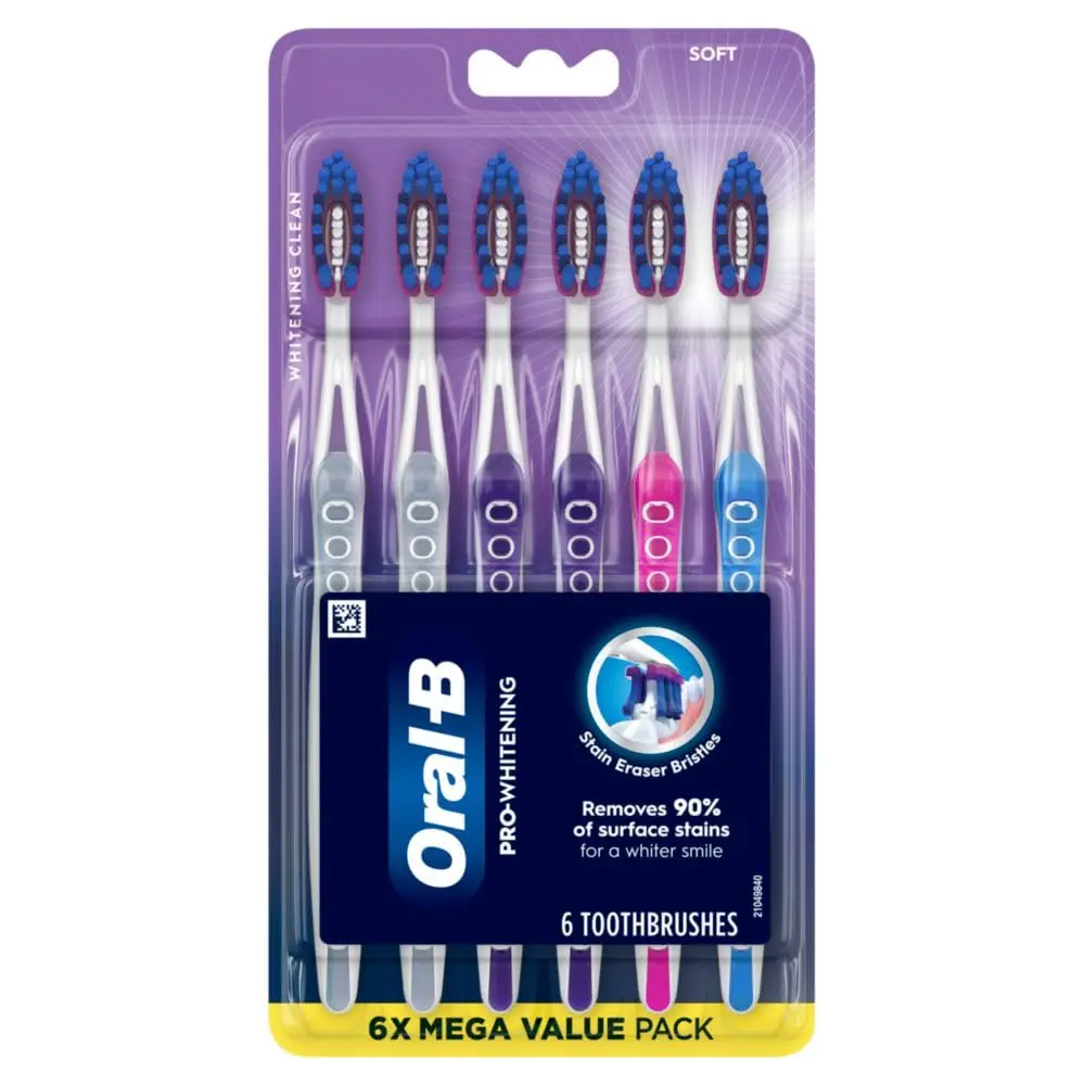 Oral-B 3D White Deep Stain Remover Toothbrushes 6 Count | Removes 90% Surface Stains, Whitens Teeth, Deep Reach, Gentle on Gums - view 6