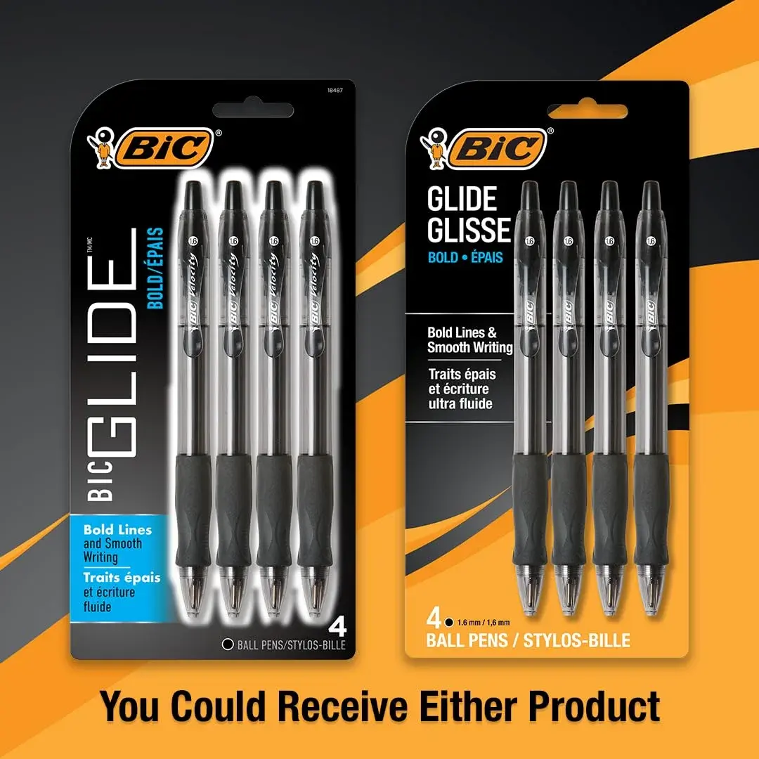 BIC Glide Bold Black Ballpoint Pens, 1.6mm Bold Point, 8 Count (Pack of 2) | Smooth Ink Flow - view 2