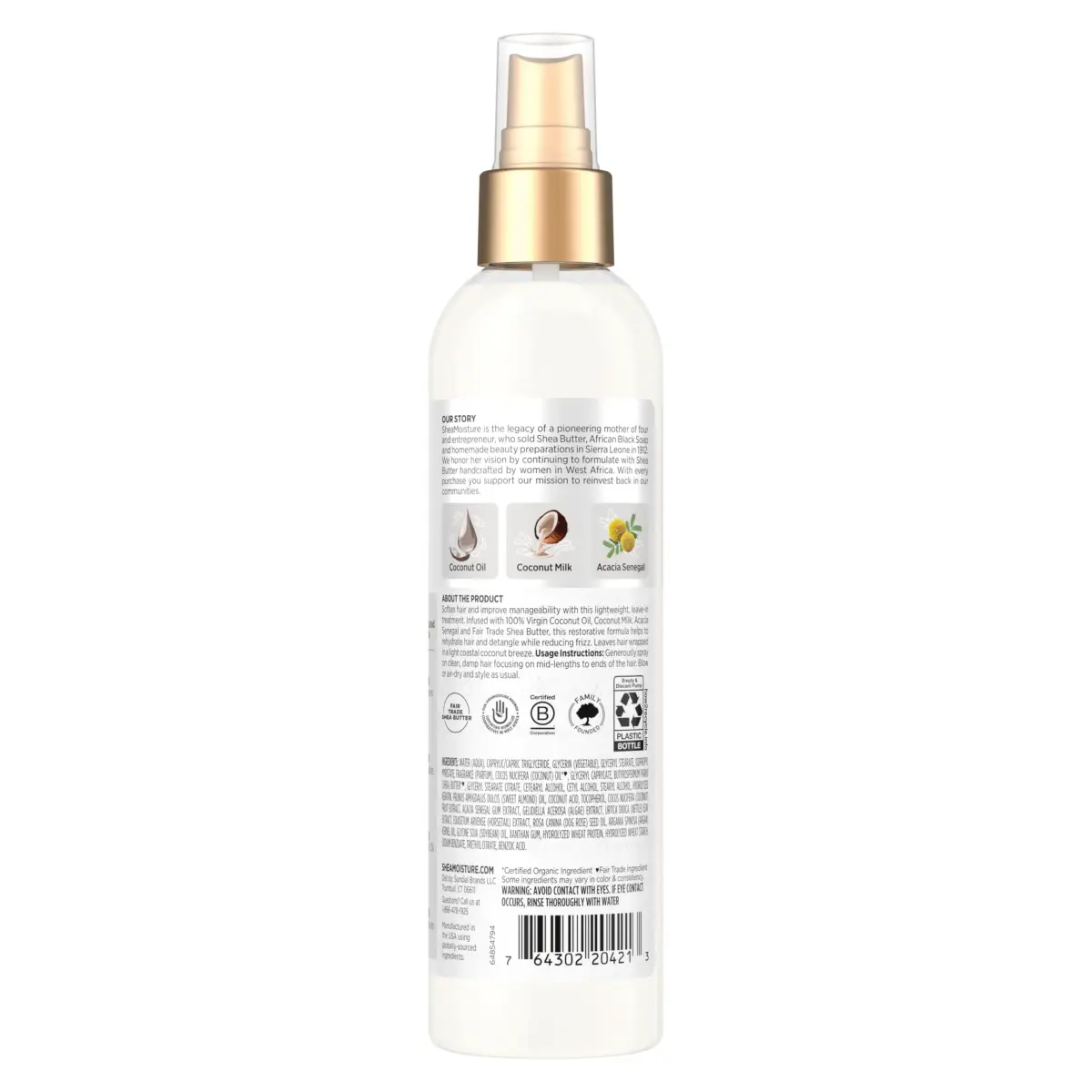 SheaMoisture 100% Virgin Coconut Oil Leave-In Conditioner 473ml (16 Fl Oz) | Hydrates & Controls Frizz - view 2