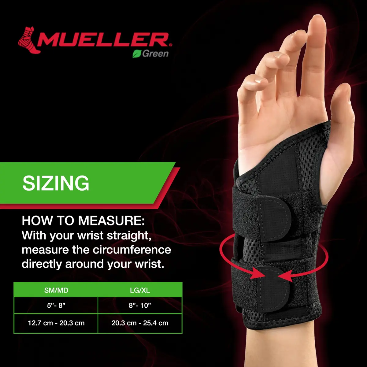 MUELLER Sports Medicine Green Fitted Wrist Brace for Men & Women | Carpal Tunnel & Tendonitis Support, Small/Medium, Pack of 2 - view 4