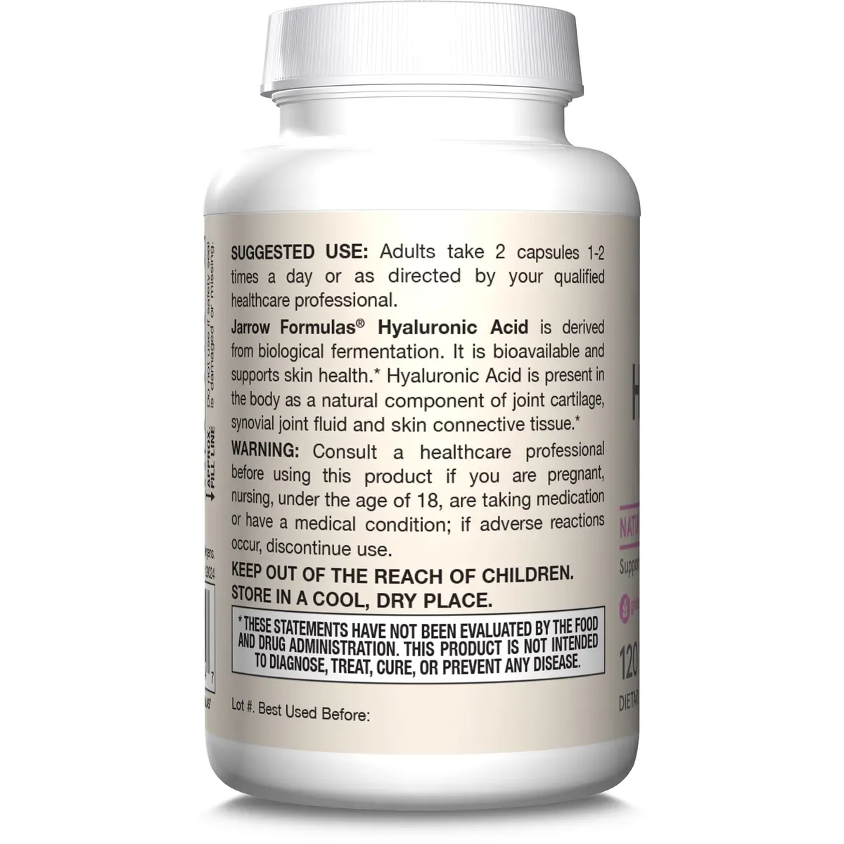Jarrow Formulas Hyaluronic Acid 120 mg Veggie Capsules (240 Count, 120 mg per serving) | Skin Health Support - view 9