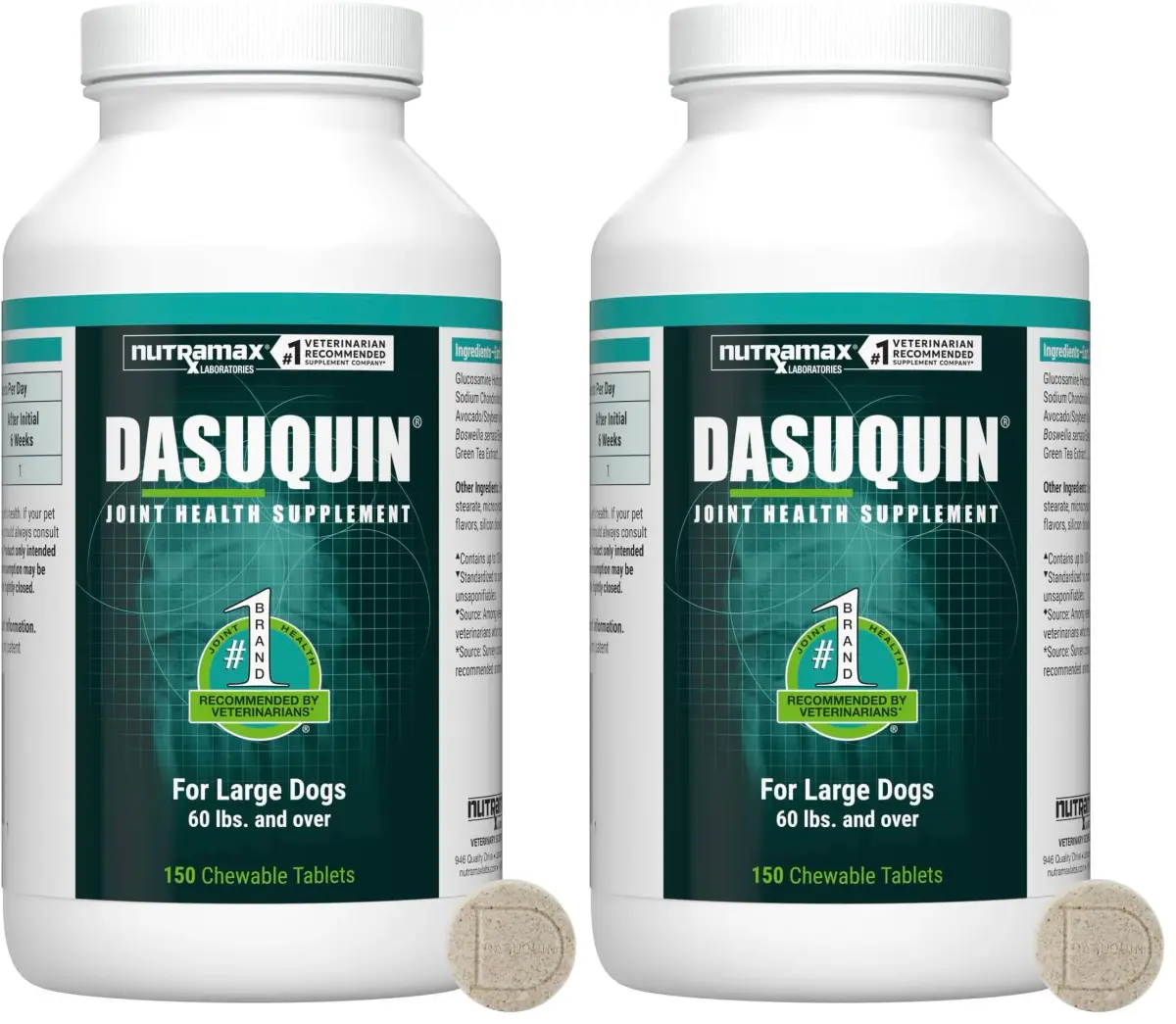 Nutramax Dasuquin for Large Dogs, Joint Health Supplement, Glucosamine, Chondroitin, ASU, 300 Chewable Tablets | Vet Recommended for Large Breed Dogs - main product image