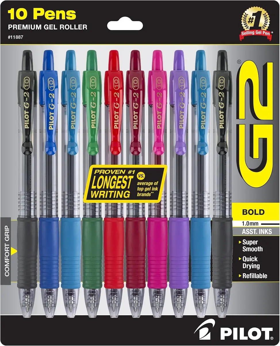 PILOT G2 Premium Retractable Gel-Ink Rollerball Pens 1.0mm Pack of 20 | Long-Lasting, Refillable for School & Office - view 3