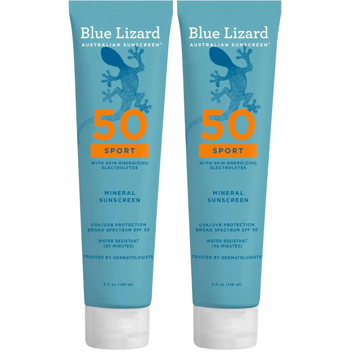 Blue Lizard Sport Mineral SPF 50 Lotion 2-Pack 148ml (5.0 Fl Oz) | Broad Spectrum UVA/UVB Protection - main product image