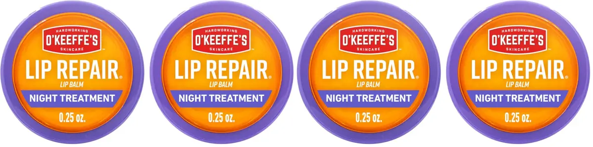 O'Keeffe's Lip Repair Night Treatment Lip Balm 0.25 oz Jar (Pack of 4) | Overnight Hydration for Severely Dry, Cracked Lips - main product image