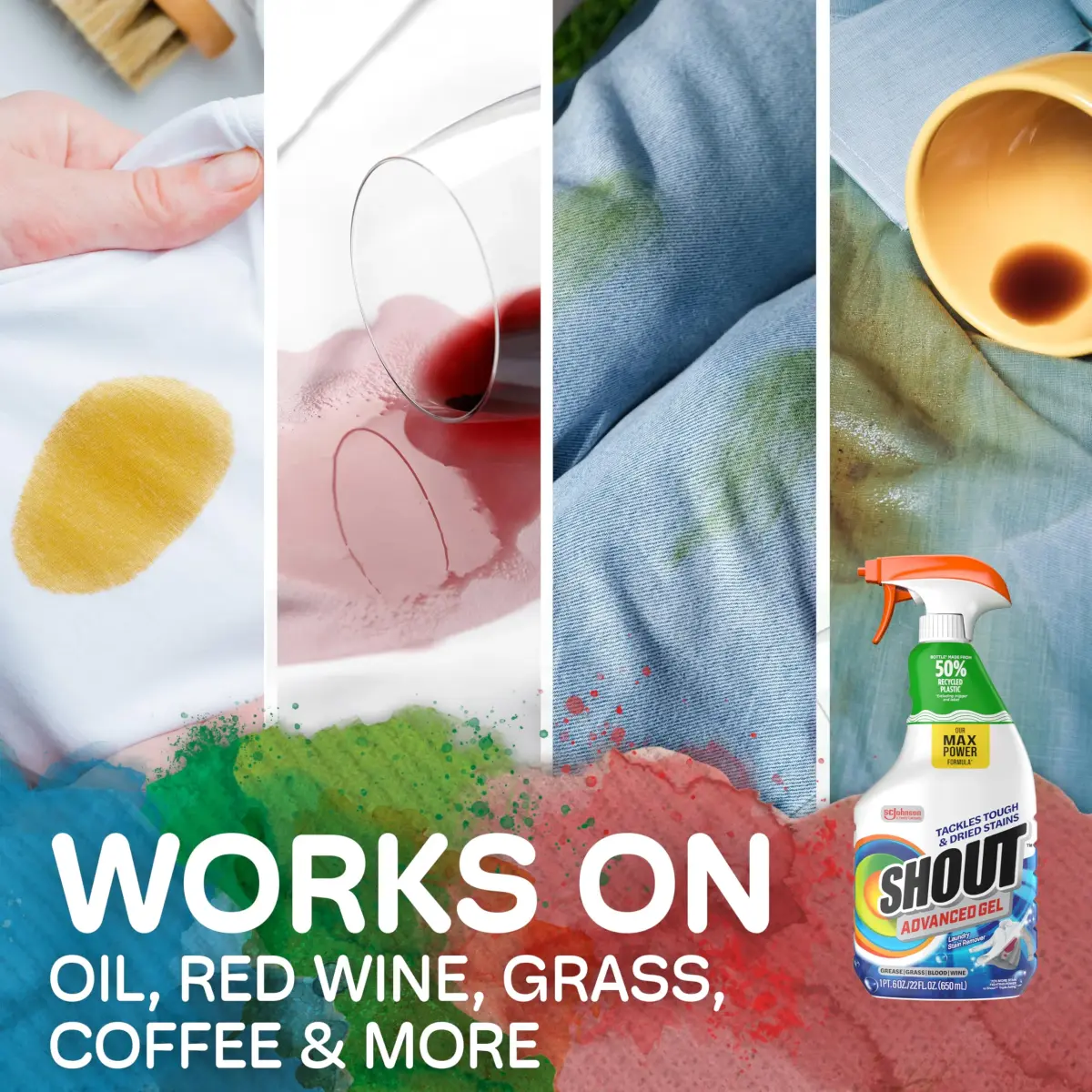 Shout Advanced Laundry Stain Remover Gel Spray 22oz (650ml) | Tough on Dried-in Stains - view 5