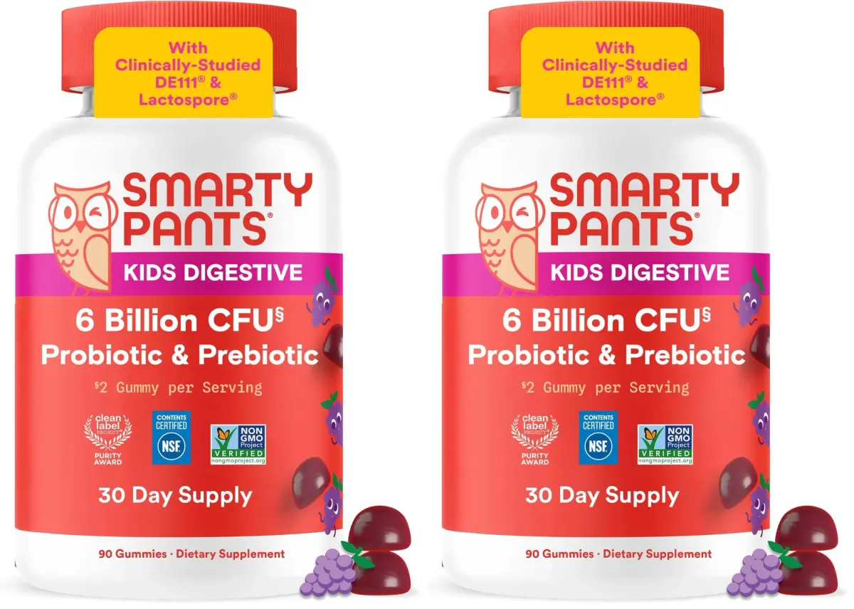 SmartyPants Kids Grape Probiotic + Prebiotic Gummies for Digestive & Immune Support, 60 Count - main product image