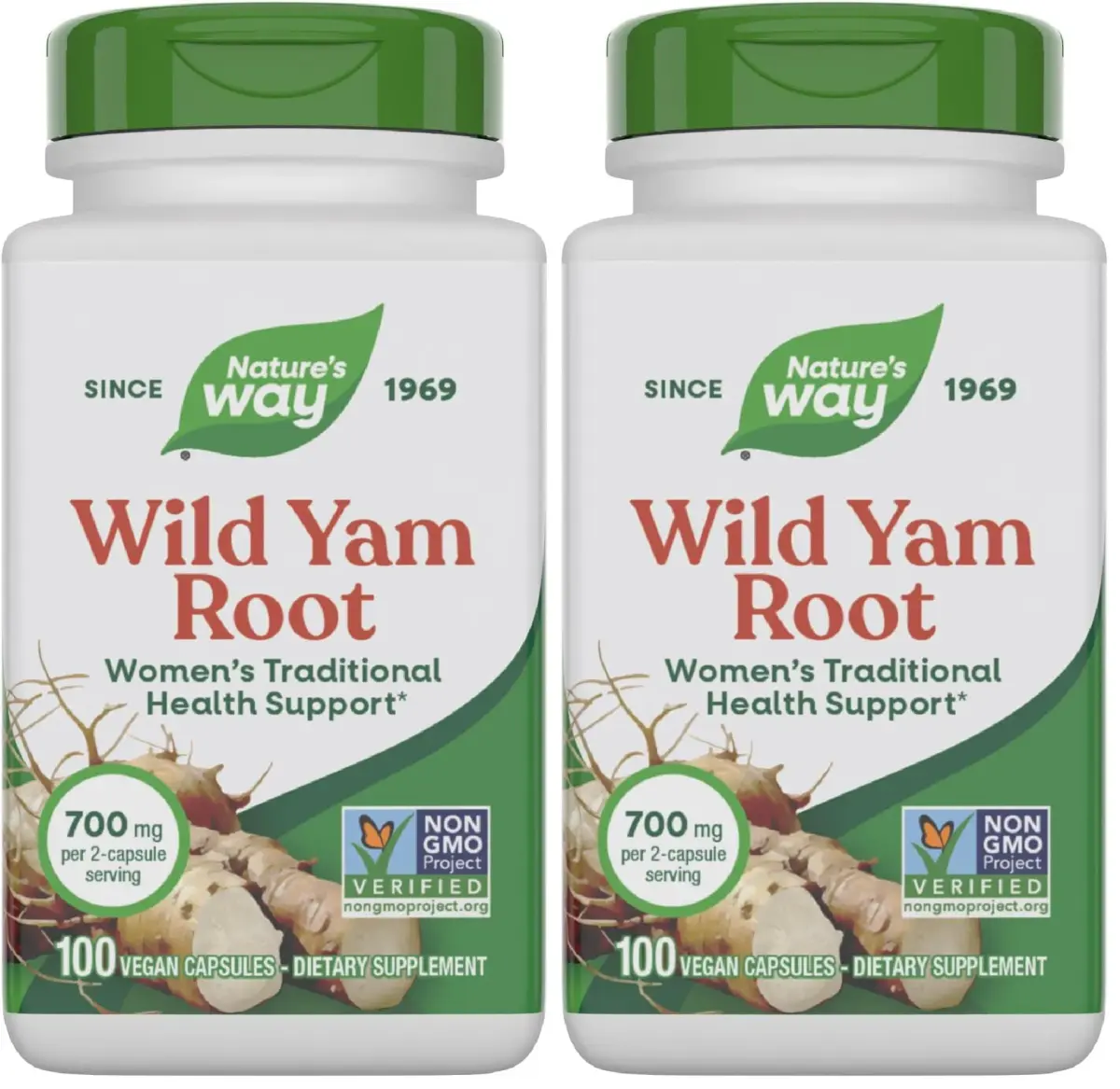 Nature's Way Wild Yam Root Capsules 700 mg per 2-Capsule Serving | Non-GMO Project Verified Vegan 100 Count (Pack of 2) - main product image