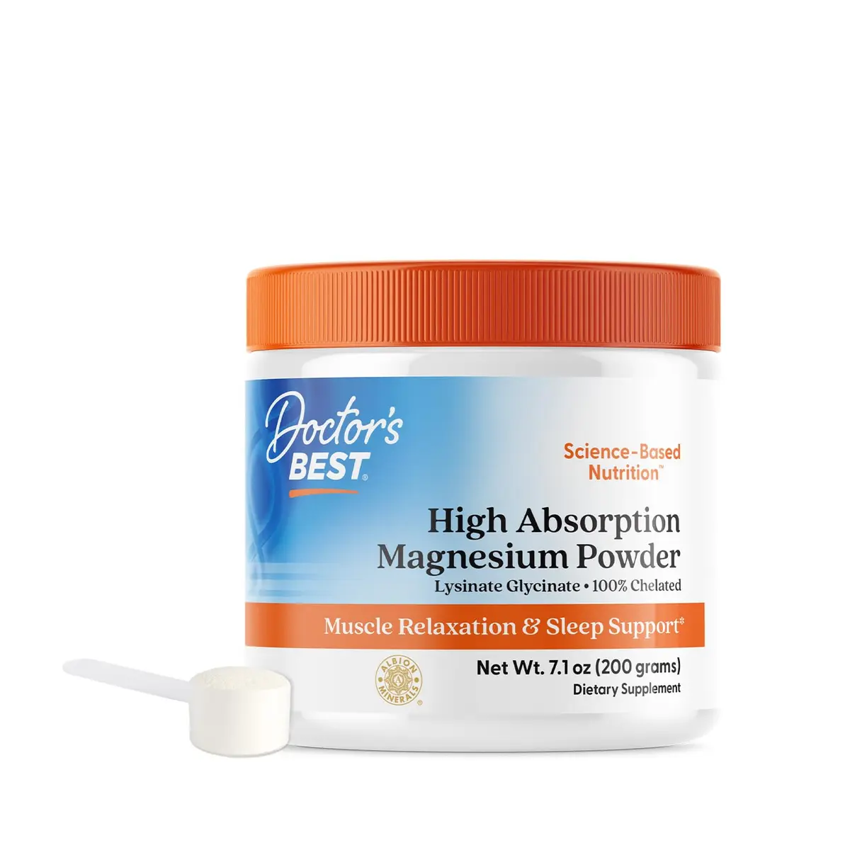 Doctor's Best High Absorption Magnesium Powder, Unflavored, 400g (14.2 oz) | Essential Mineral for Sleep, Energy & Muscle Relaxation - main product image