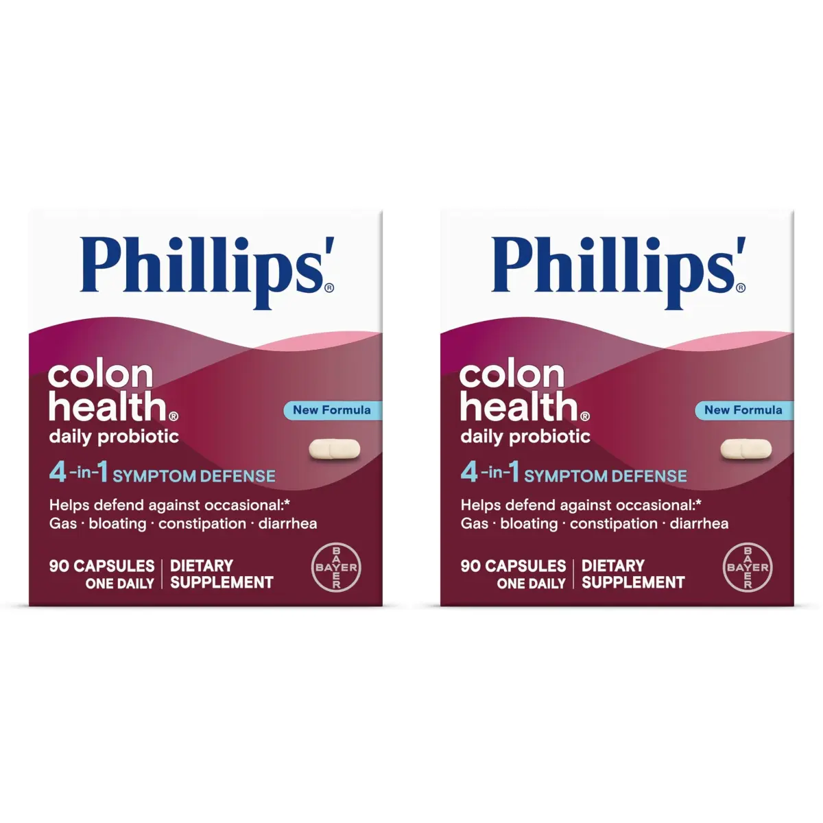 Phillips' Colon Health Daily Probiotic Capsules 180 Count (90 Count Pack of 2) | 4-in-1 Symptom Defense for Digestive & Immune Health - main product image