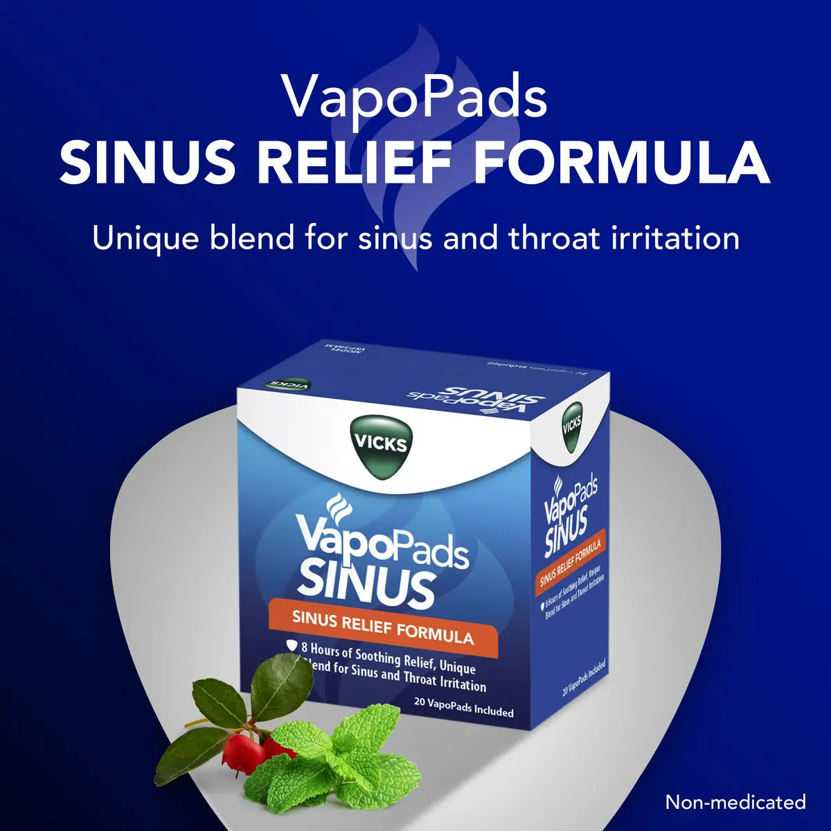 Vicks VapoPads Sinus Relief Formula 40 Count | Non-Medicated Sinus Congestion & Throat Irritation Relief - view 2