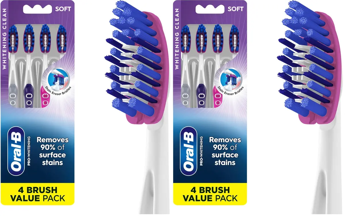 Oral-B 3D White Deep Stain Remover Toothbrushes, Soft Bristles, 8 Count (4 Count Pack of 2) | Removes 90% Surface Stains - main product image