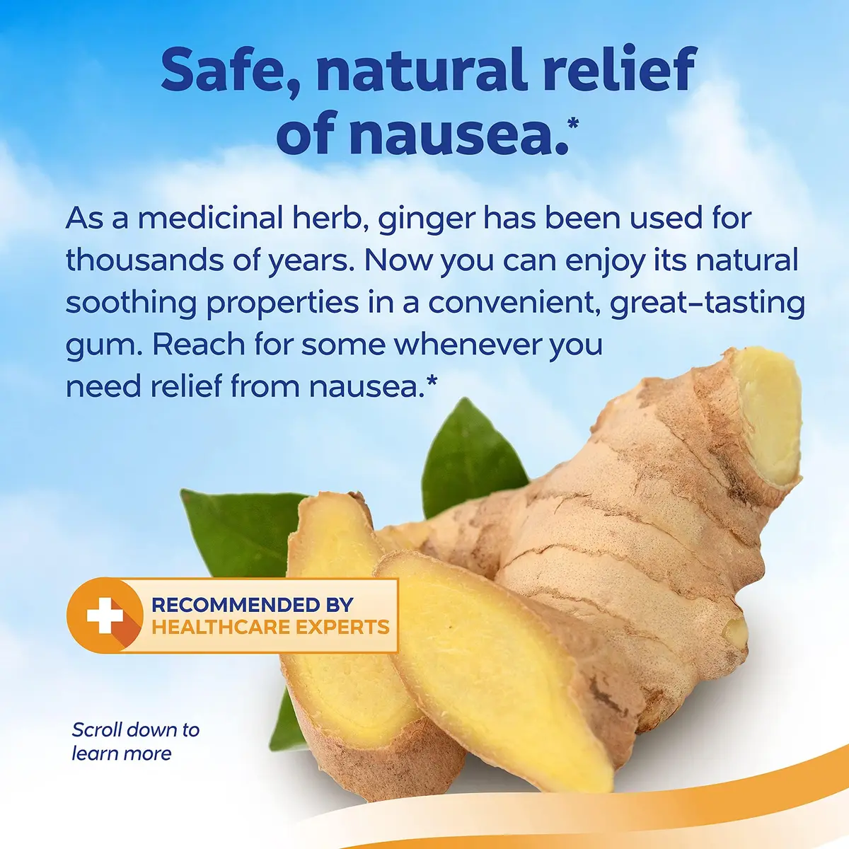 Sea-Band Anti-Nausea Ginger Gum for Motion & Morning Sickness | Fast-Acting, Natural Relief for Travel & Pregnancy - view 3
