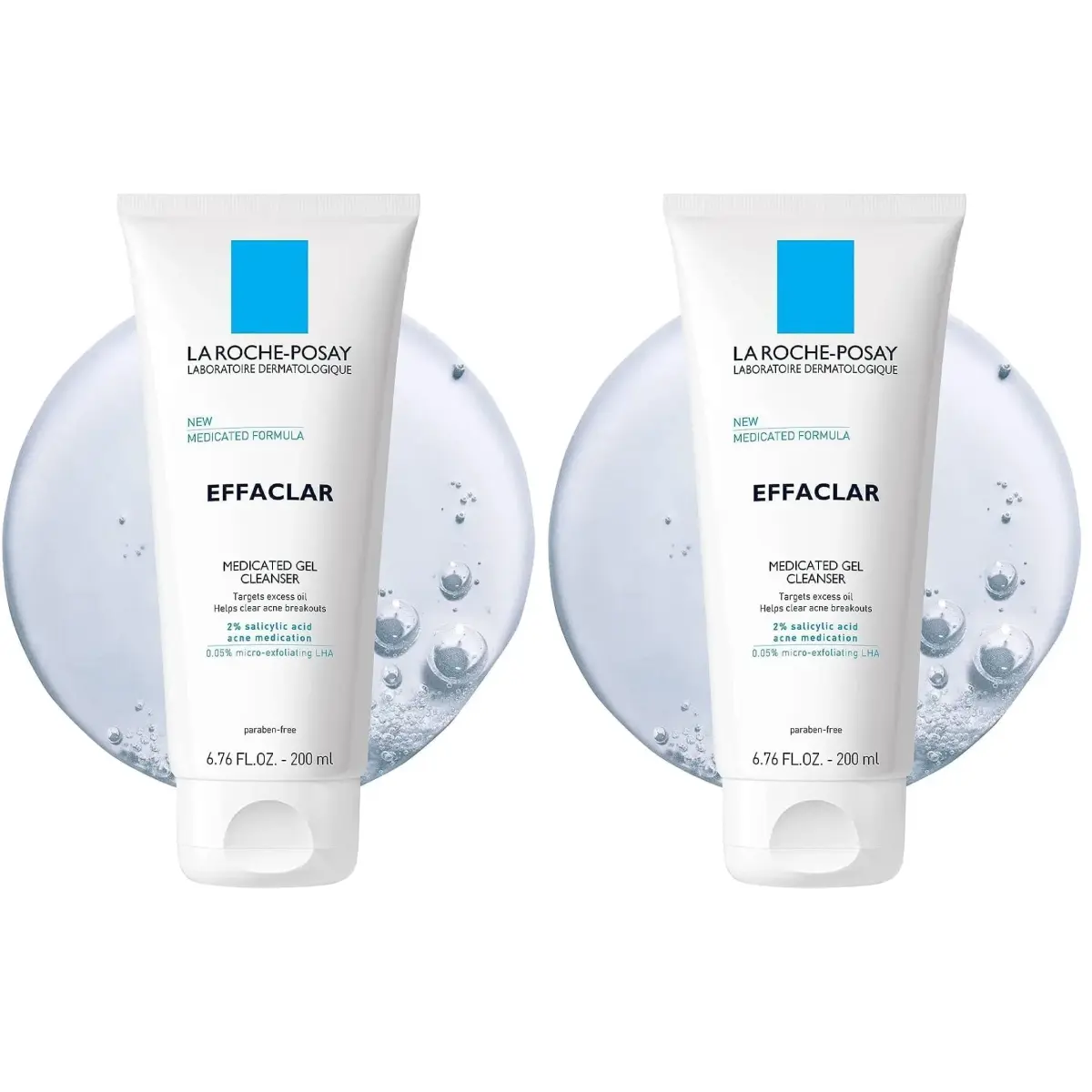 La Roche-Posay Effaclar Medicated Acne Face Wash 2 x 201ml (6.8 Fl Oz) | Dermatologist Tested for Oily & Sensitive Skin - main product image