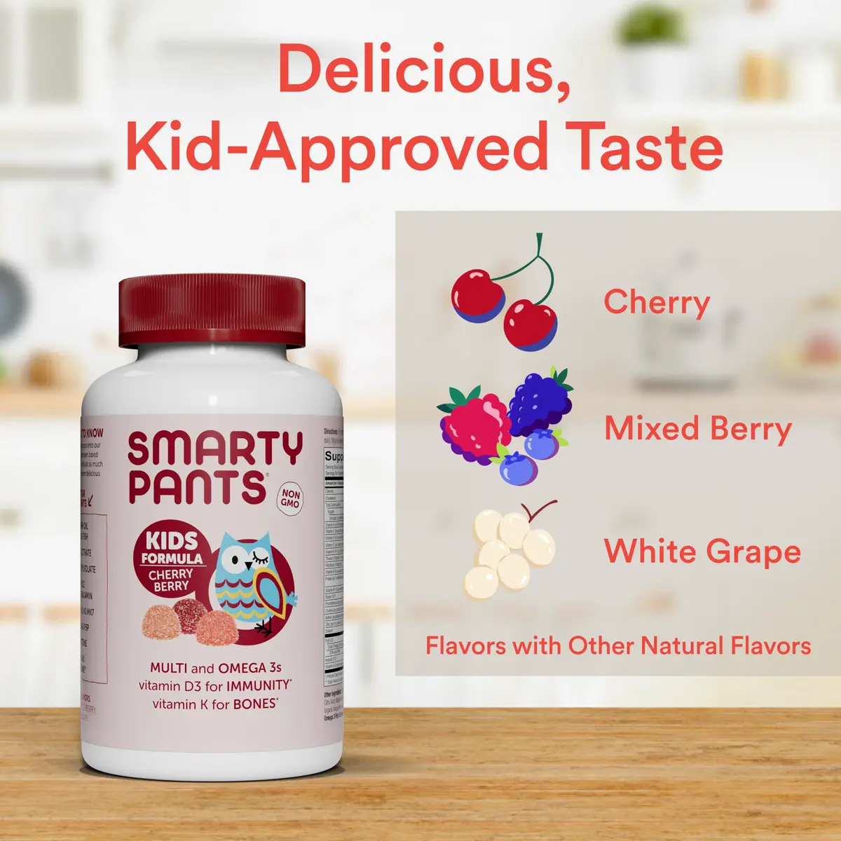 SmartyPants Kids Multivitamin Gummies with Omega 3 Fish Oil, Vitamin D3, C, B12, Zinc, 120 Count (2-Pack, 30 Day Supply) - view 5